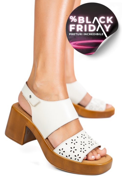 Sandale albe piele naturala ps7702c30