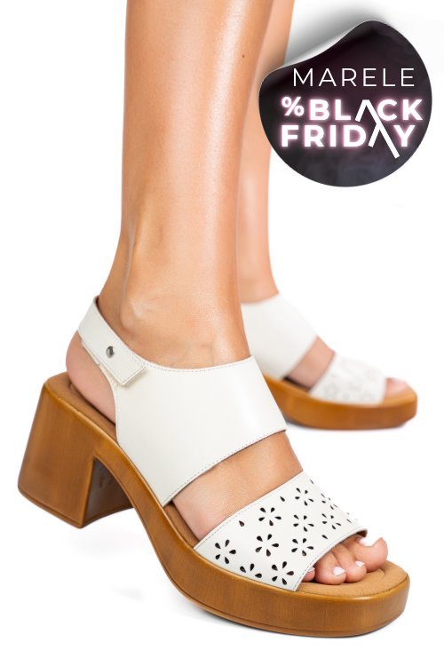 Sandale albe piele naturala ps7702c30