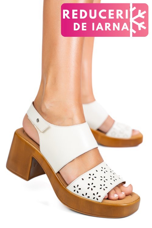 Sandale albe piele naturala ps7702c30