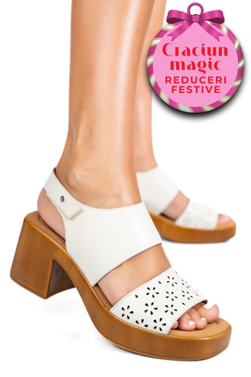 Sandale albe piele naturala ps7702c30