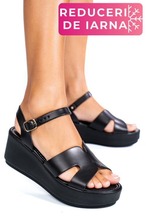 Sandale negre piele naturala ls77ecce