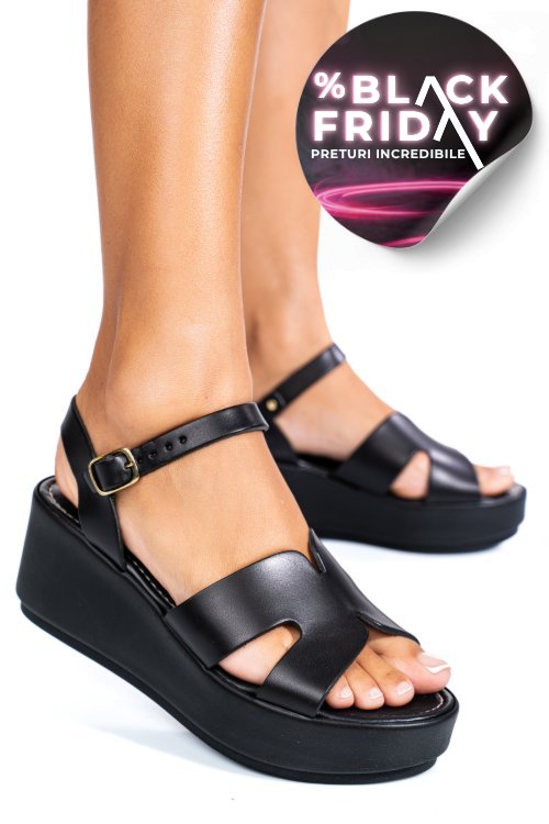 Sandale negre piele naturala ls77ecce