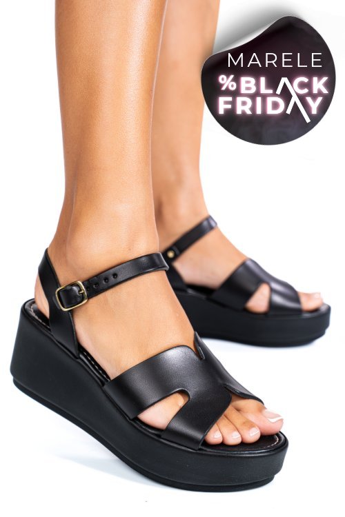 Sandale negre piele naturala ls77ecce