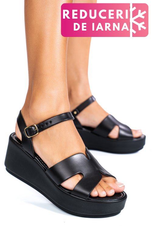Sandale negre piele naturala ls77ecce