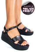 SANDALE NEGRE PIELE NATURALA LS77ECCE