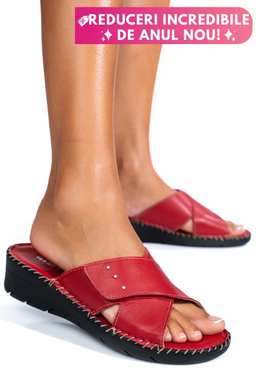 Papuci rosii piele naturala 2135352
