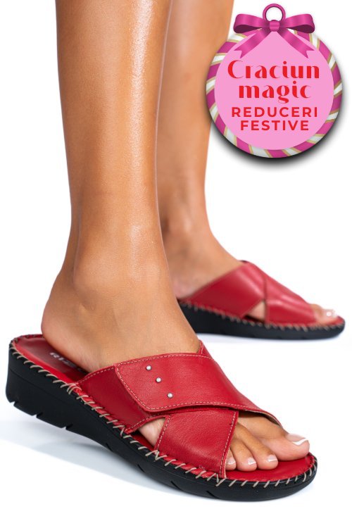 Papuci rosii piele naturala 2135352