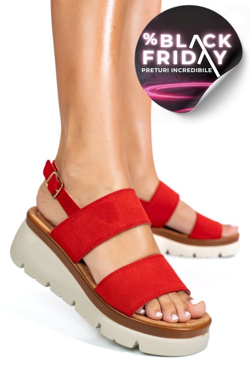 Sandale rosii piele naturala intoarsa 1s778362