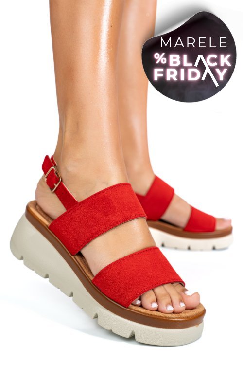 Sandale rosii piele naturala intoarsa 1s778362