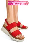 SANDALE ROSII PIELE NATURALA INTOARSA 1S778362