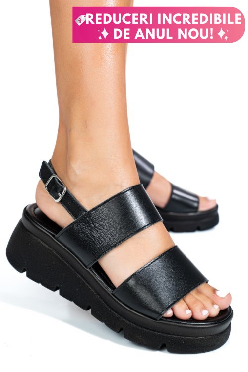 Sandale negre piele naturala 1s778362