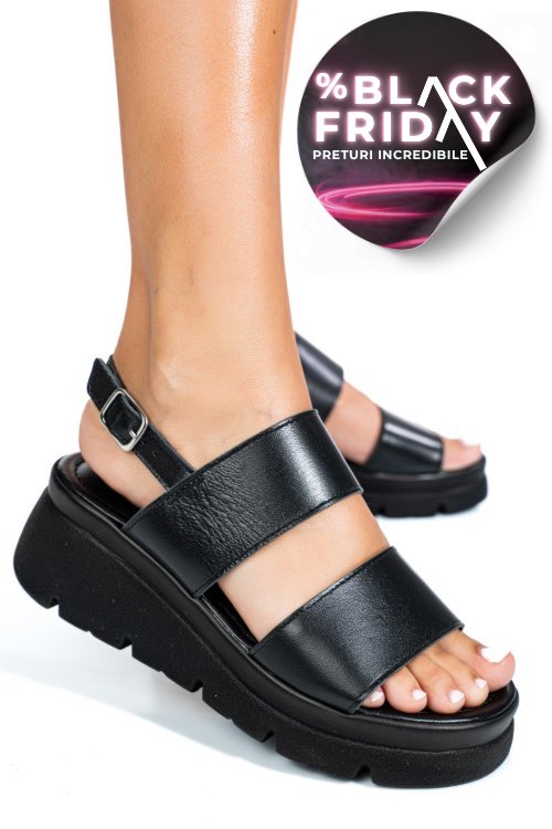 Sandale negre piele naturala 1s778362