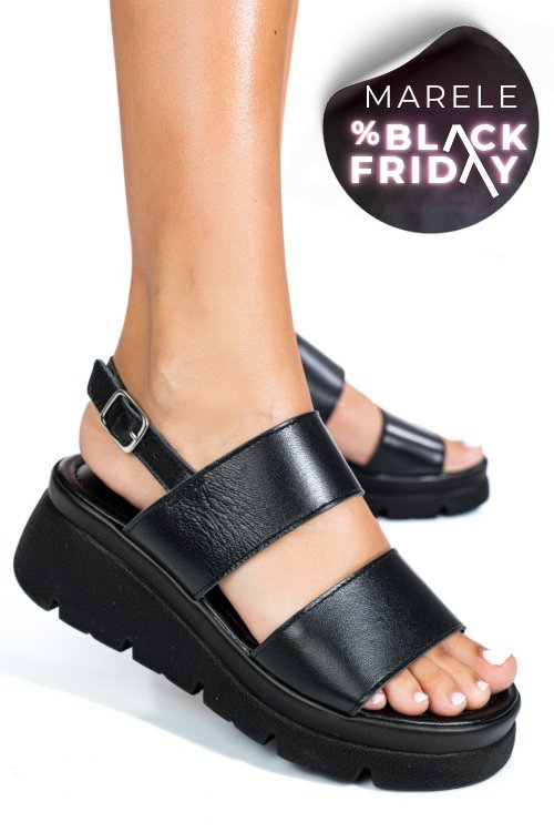 Sandale negre piele naturala 1s778362