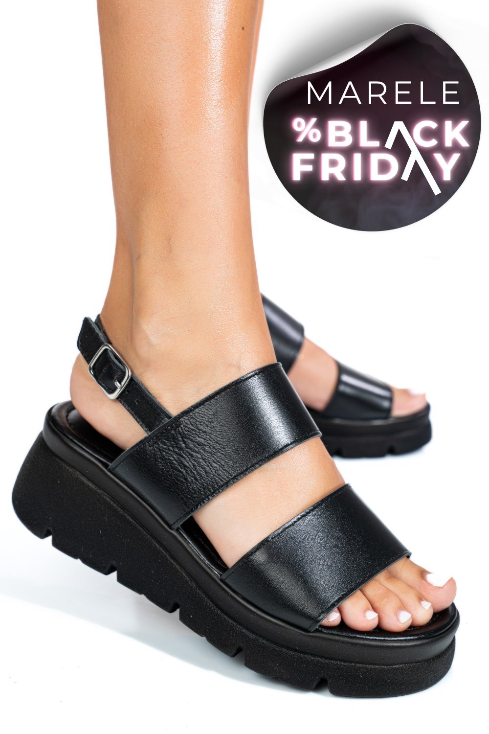 SANDALE NEGRE PIELE NATURALA 1S778362