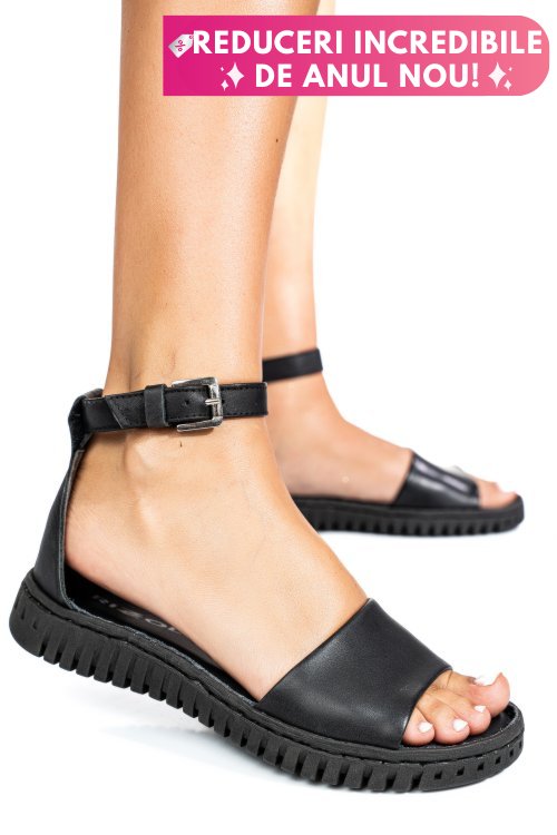 Sandale negre piele naturala 4154300
