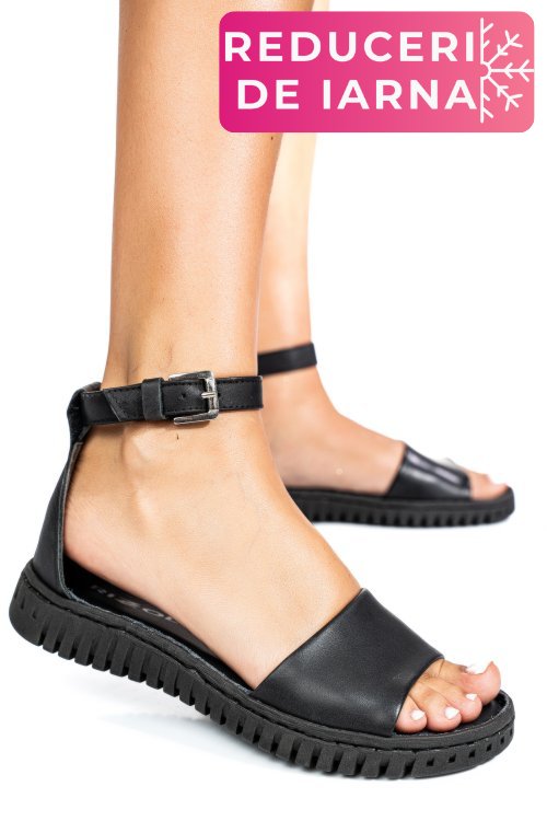 Sandale negre piele naturala 4154300