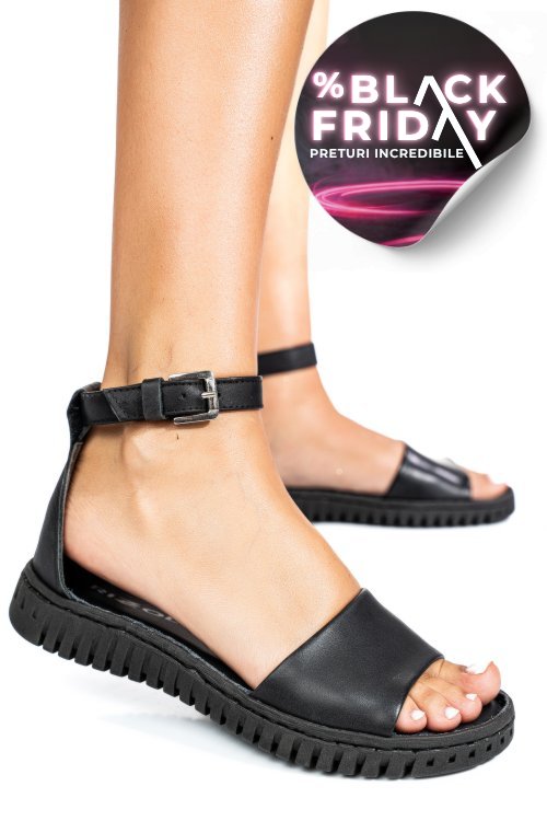 Sandale negre piele naturala 4154300