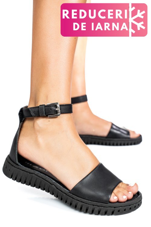 Sandale negre piele naturala 4154300