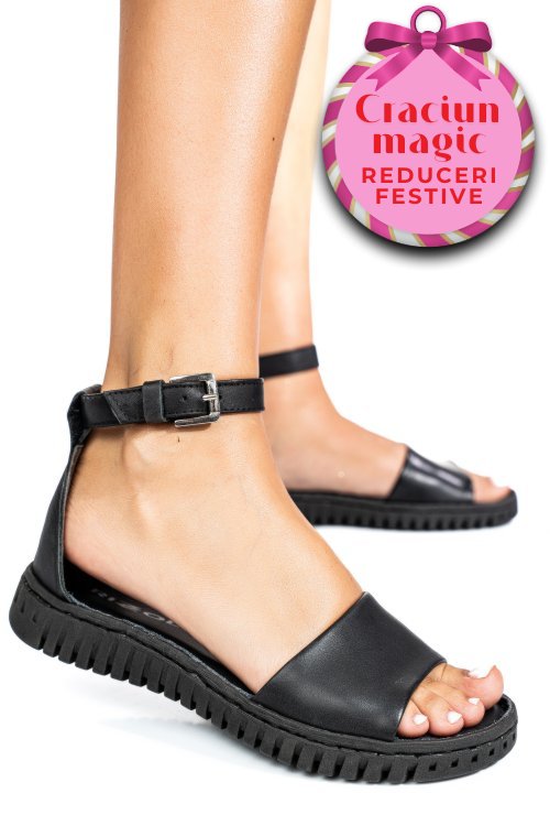 Sandale negre piele naturala 4154300