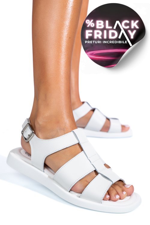 Sandale albe pile naturala tsp6030