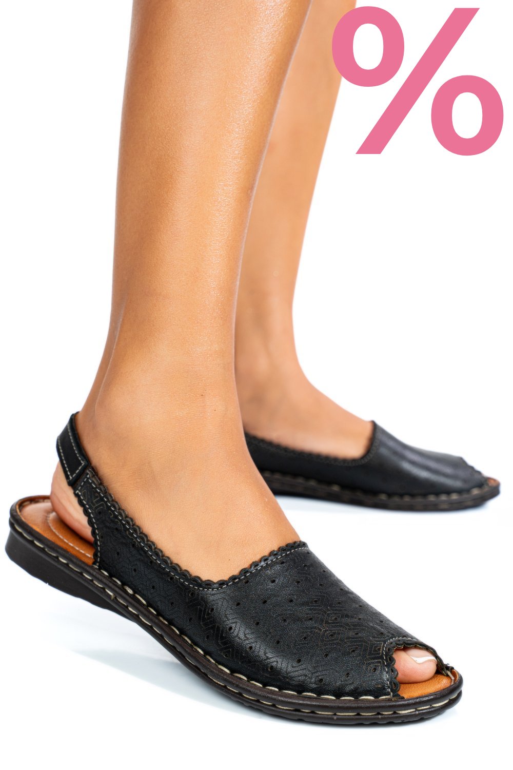 SANDALE NEGRE PIELE NATURALA 1PC06MAM