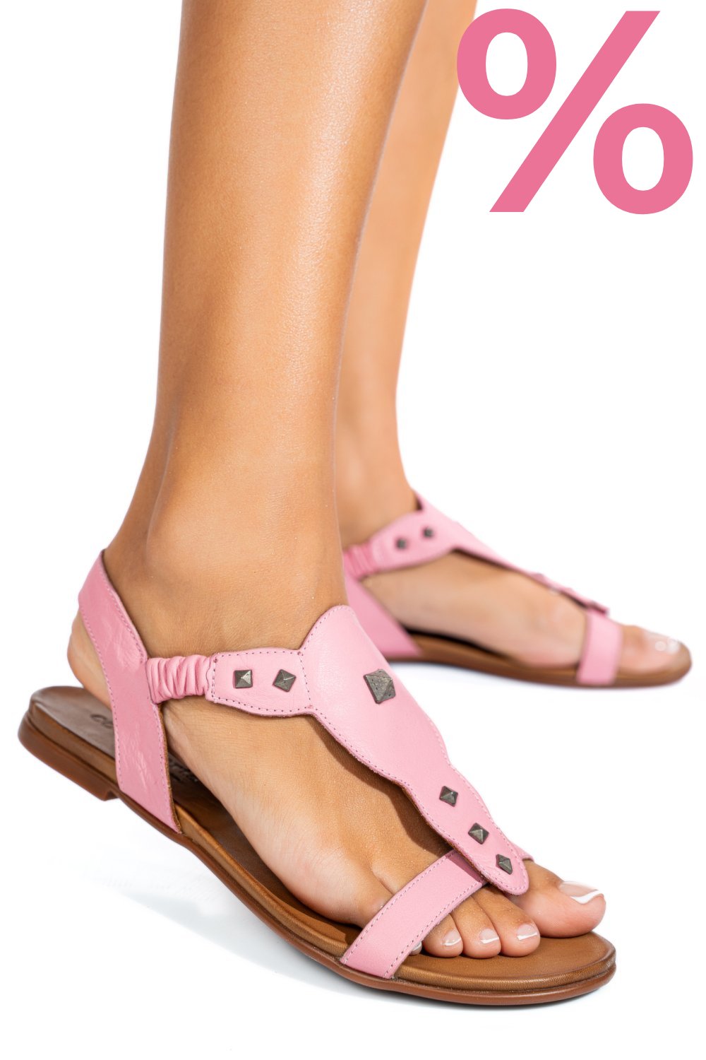 SANDALE ROZ PIELE NATURALA 1PC7204