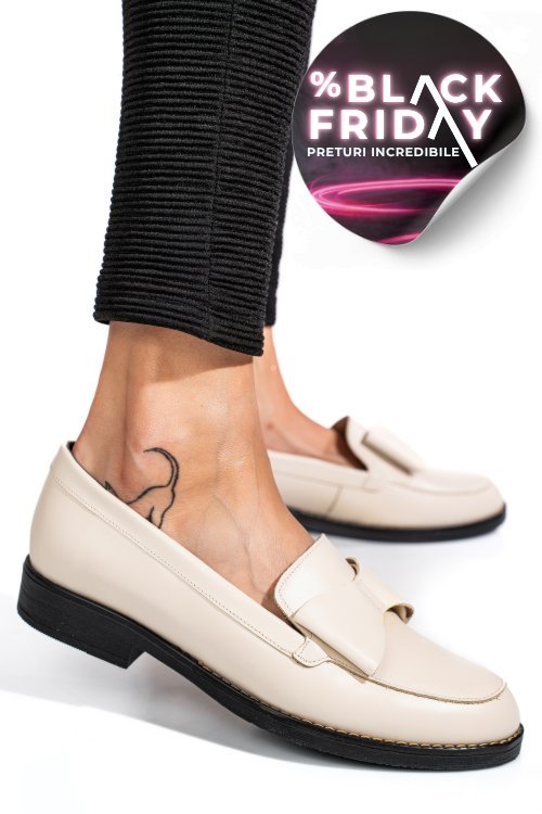 Mocasini albi piele naturala 1pc110