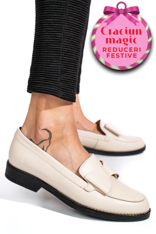 Mocasini albi piele naturala 1pc110