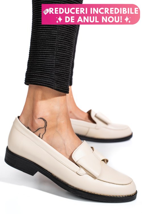 Mocasini albi piele naturala 1pc110