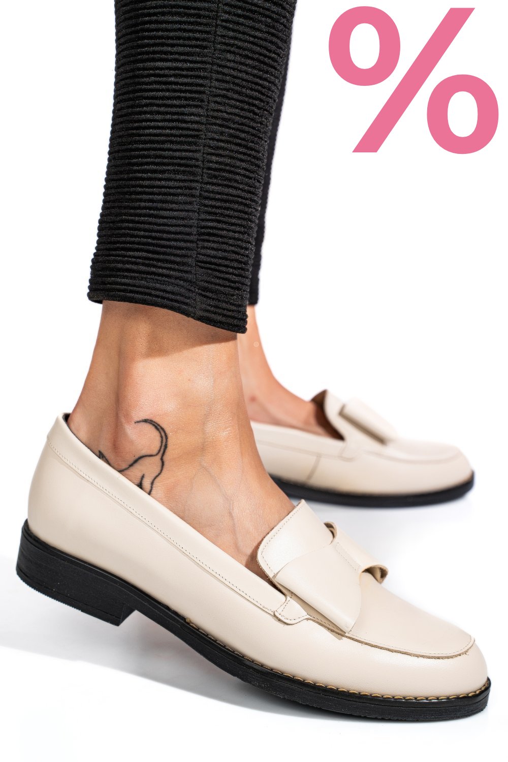 MOCASINI ALBI PIELE NATURALA 1PC110