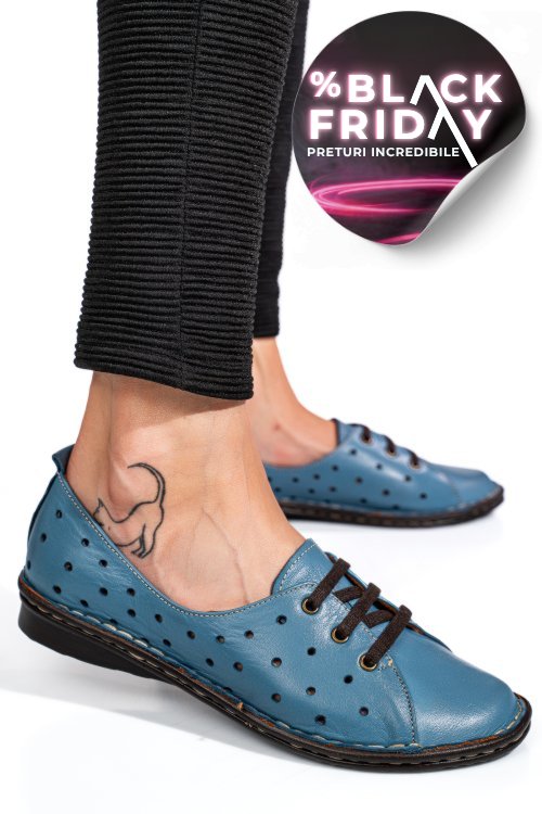 Pantofi albastri piele naturala 1pc422