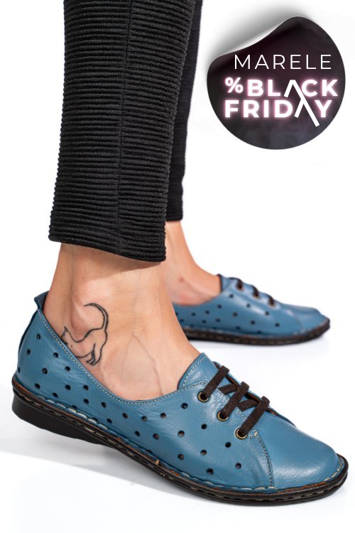 Pantofi albastri piele naturala 1pc422