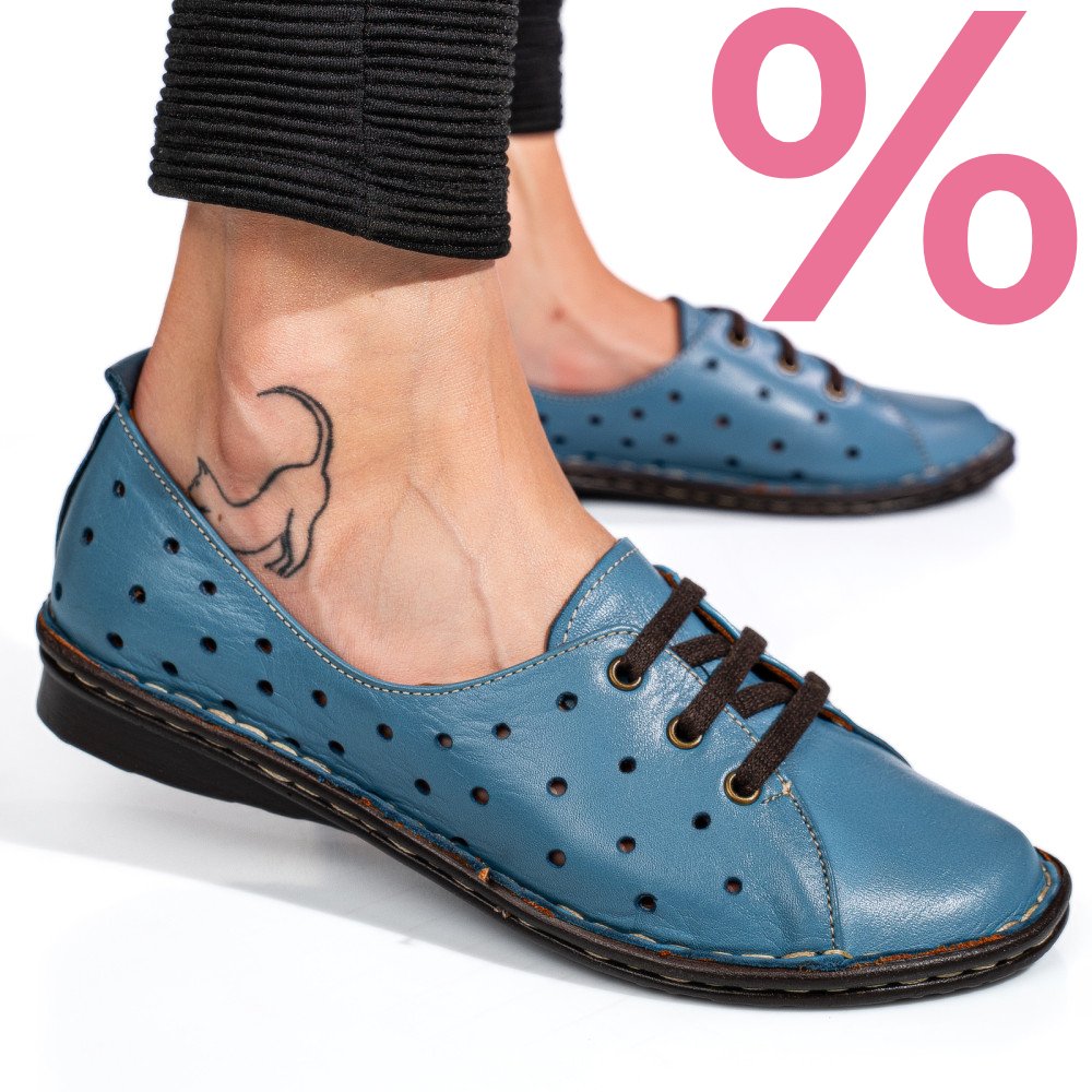 PANTOFI ALBASTRI PIELE NATURALA 1PC422