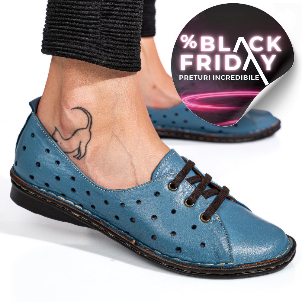 PANTOFI ALBASTRI PIELE NATURALA 1PC422