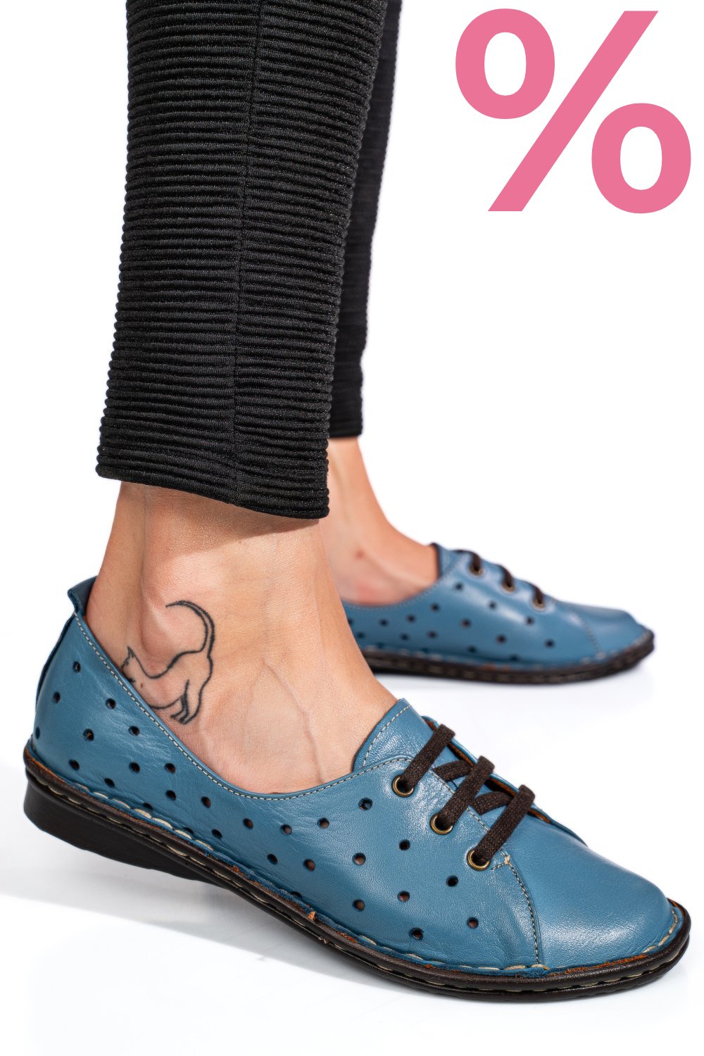PANTOFI ALBASTRI PIELE NATURALA 1PC422