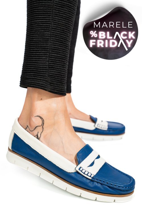 Mocasini albastri piele naturala apck2100