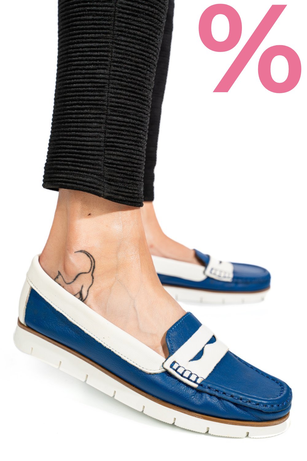 MOCASINI ALBASTRI PIELE NATURALA APCK2100