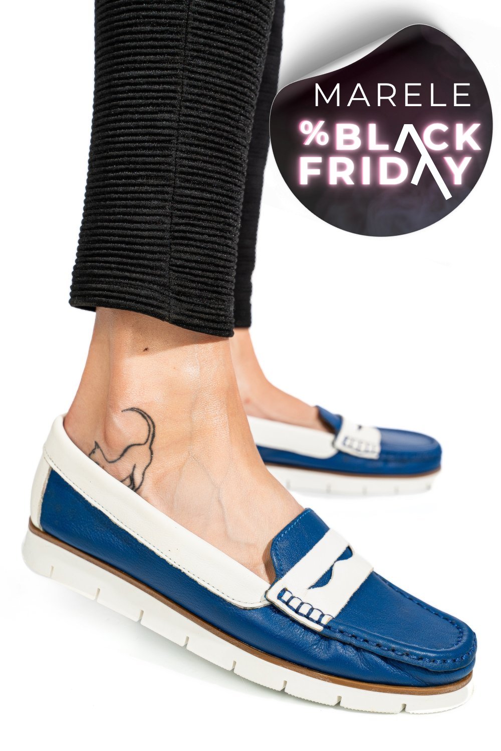 MOCASINI ALBASTRI PIELE NATURALA APCK2100