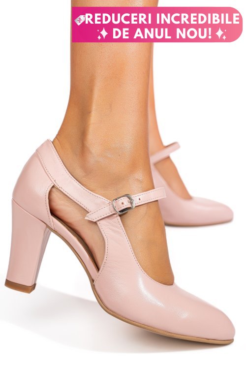 Pantofi roz piele naturala 1pc800