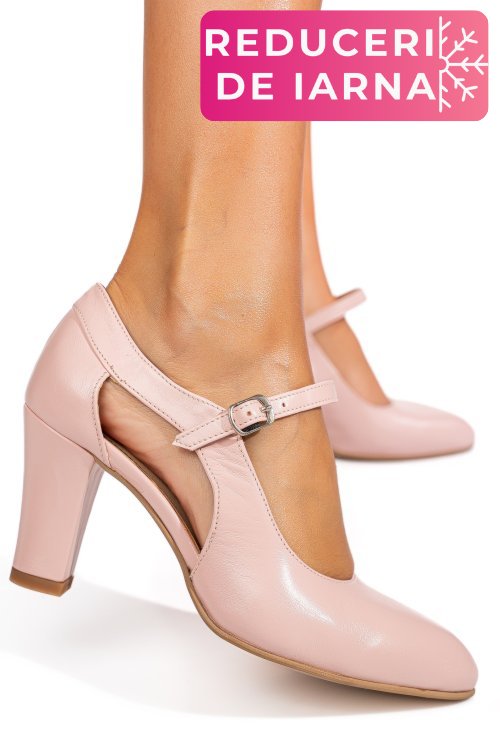 Pantofi roz piele naturala 1pc800