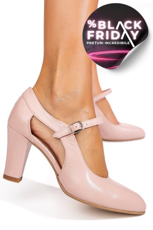 Pantofi roz piele naturala 1pc800