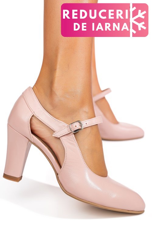 Pantofi roz piele naturala 1pc800