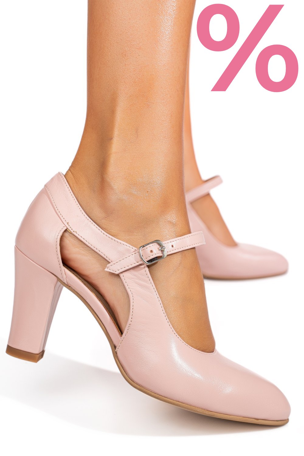 PANTOFI ROZ PIELE NATURALA 1PC800