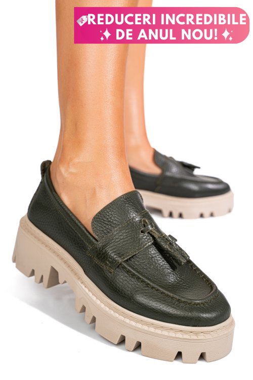 Mocasini verzi piele naturala ipcbm027b