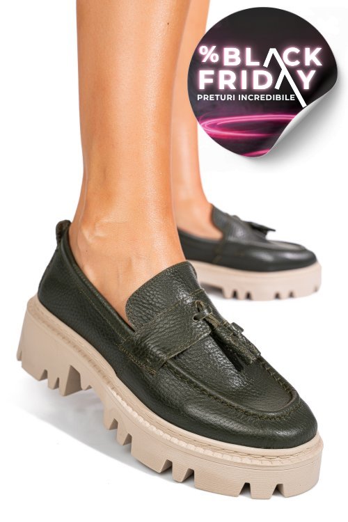 Mocasini verzi piele naturala ipcbm027b