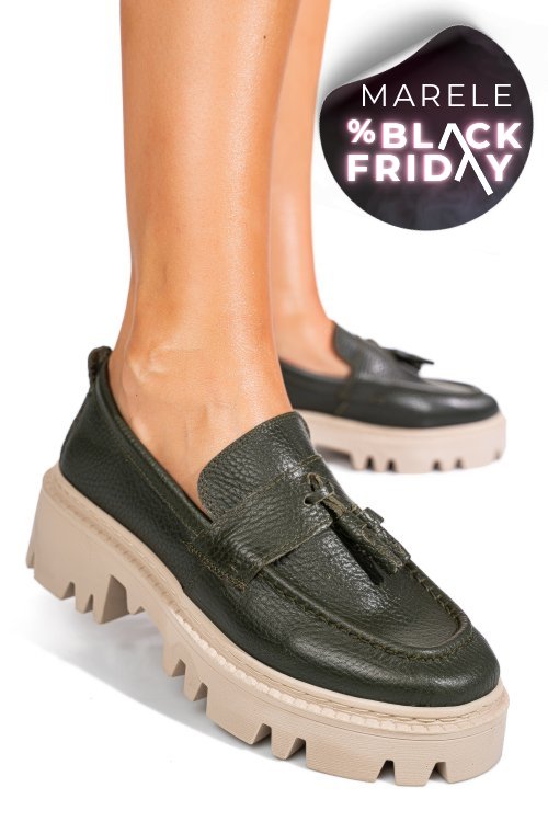 Mocasini verzi piele naturala ipcbm027b