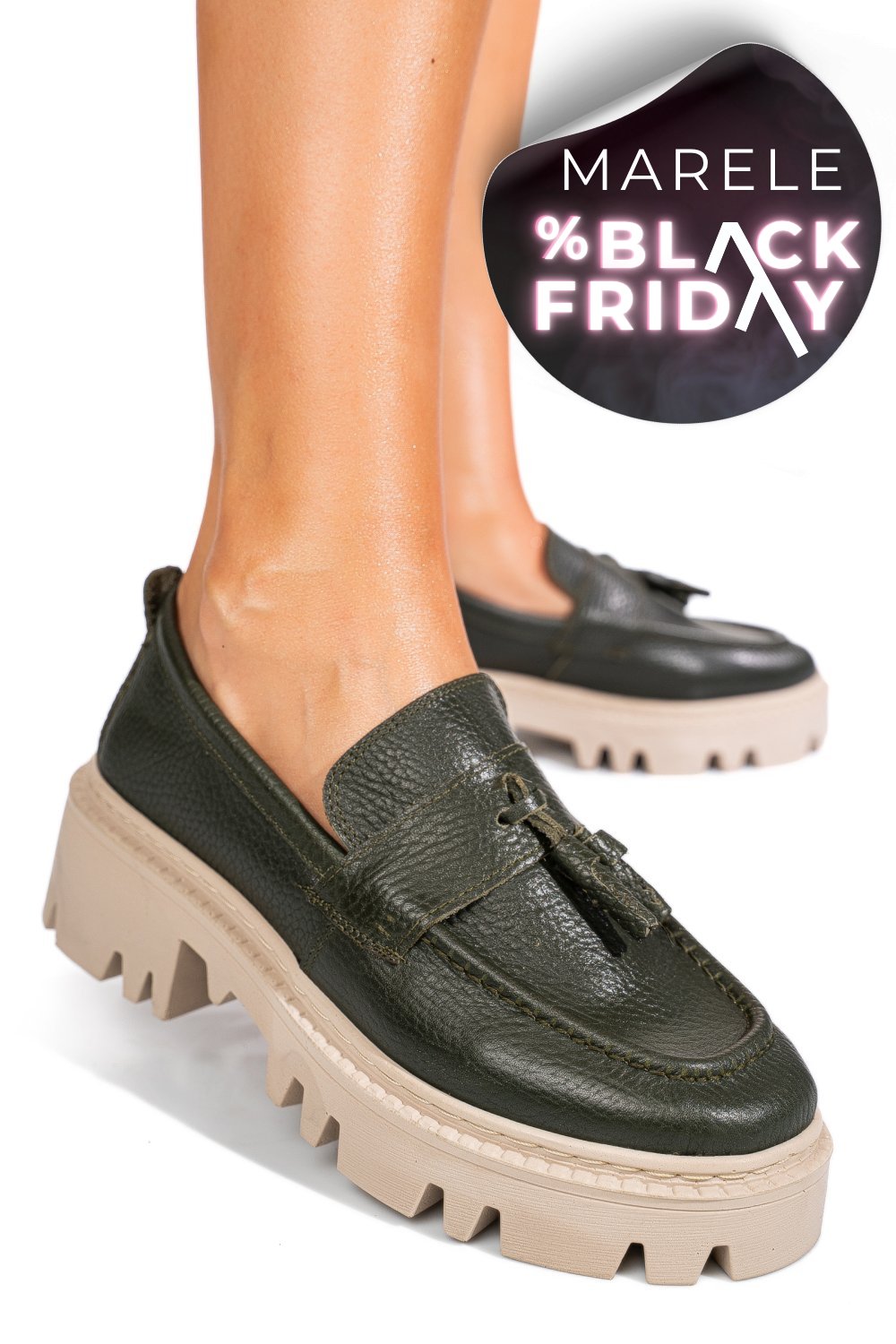 MOCASINI VERZI PIELE NATURALA IPCBM027B