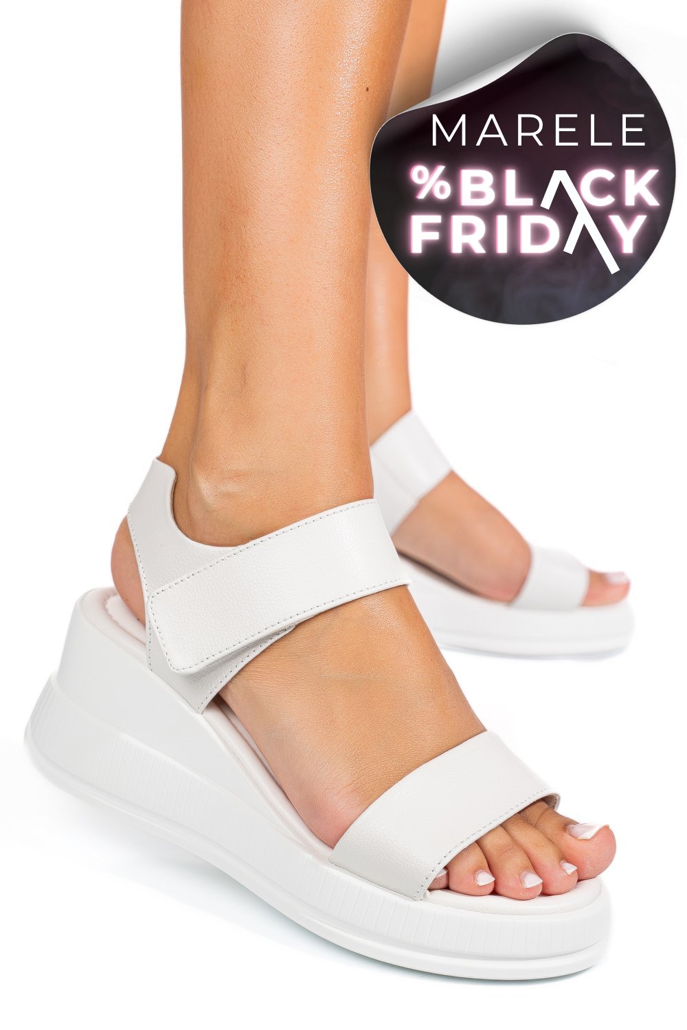 SANDALE WHITE PIELE NATURALA TSP6024