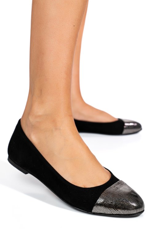 Balerini black piele naturala intoarsa 1pc06