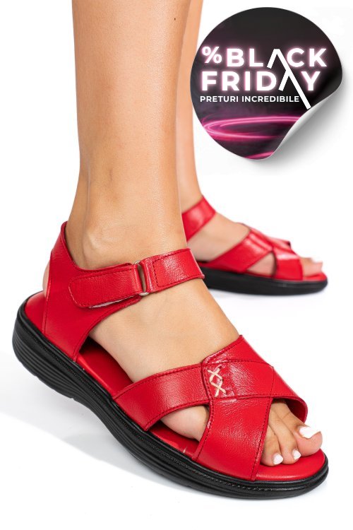 Sandale rosii piele naturala 0pc13